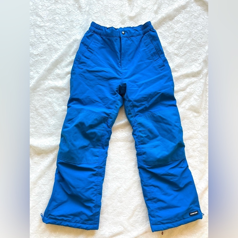 Lands End 8 short Kids Squall Waterproof Insulated Iron Knee Snow Pants blue